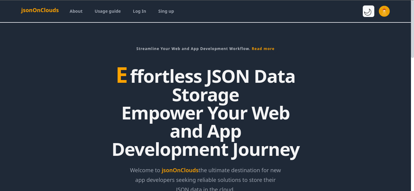 jsonOnClouds home page image